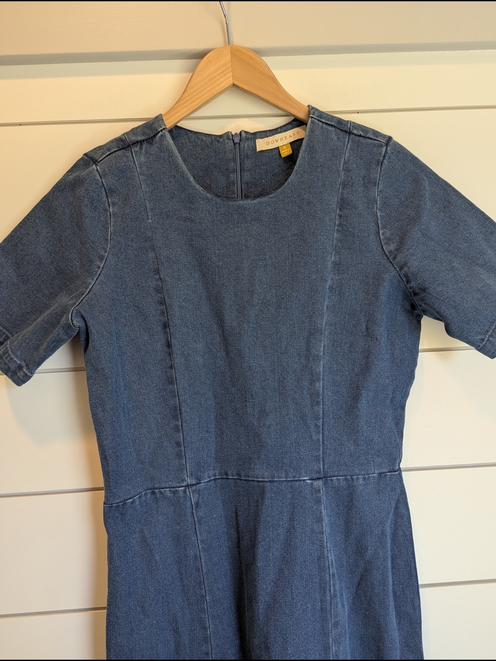Denim Short Sleeve Dress Butter Mom Knee Length Size Small - Picture 5 of 11